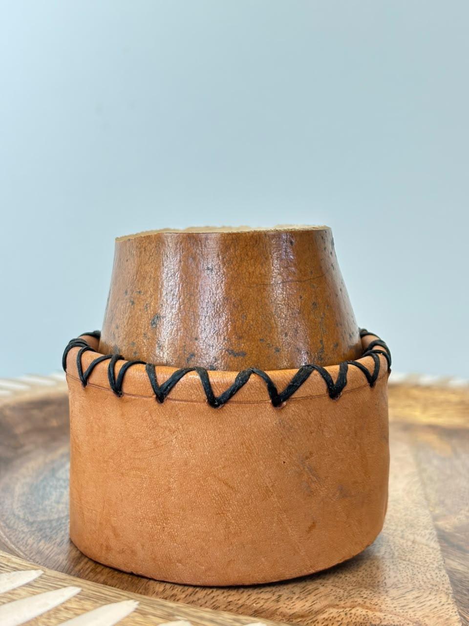 Mate coquito calabaza con base de cuero